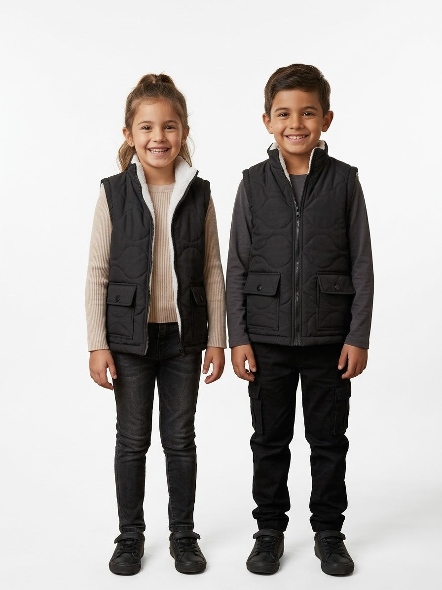 MB BLACK WHITE FUR SLEEVELESS UNISEX (NJ 2517)