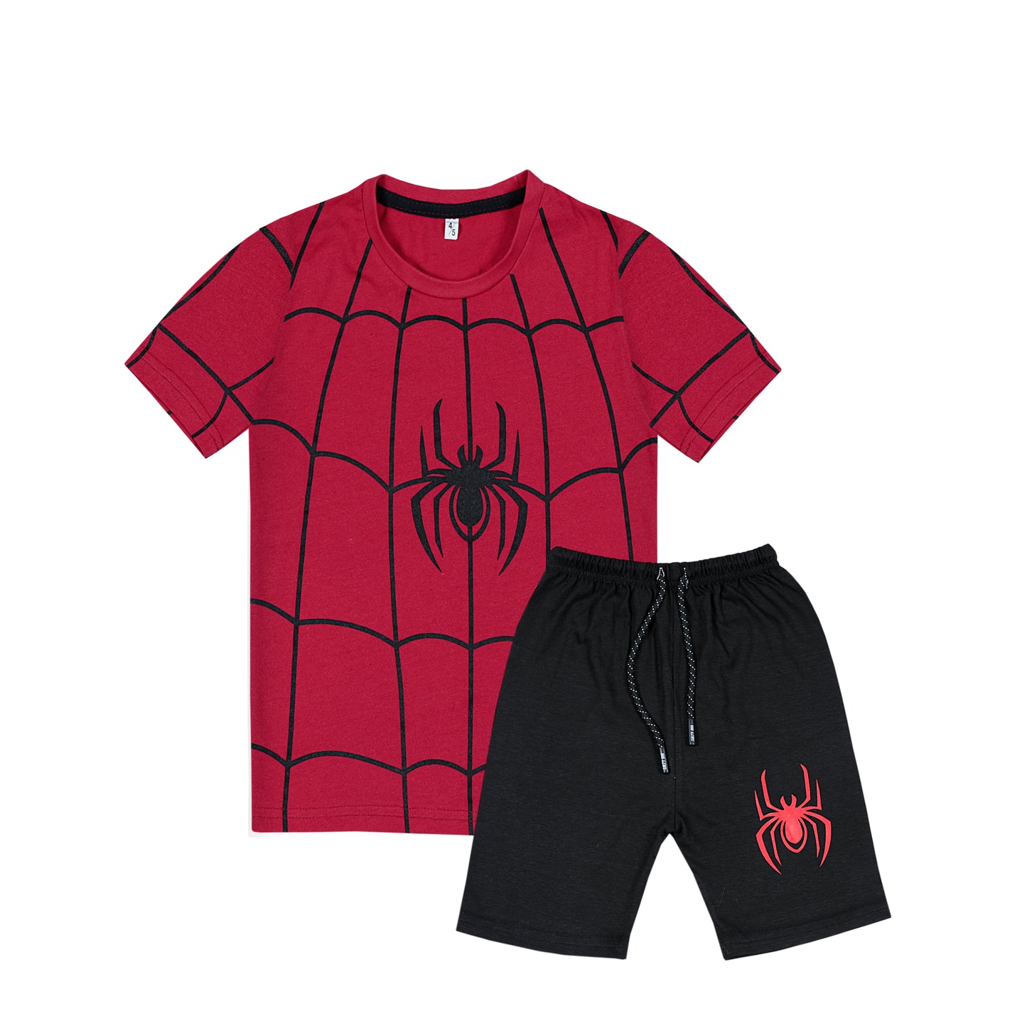 SPIDY WEB PRINT T-SHIRT WITH SHORTS (W-502)