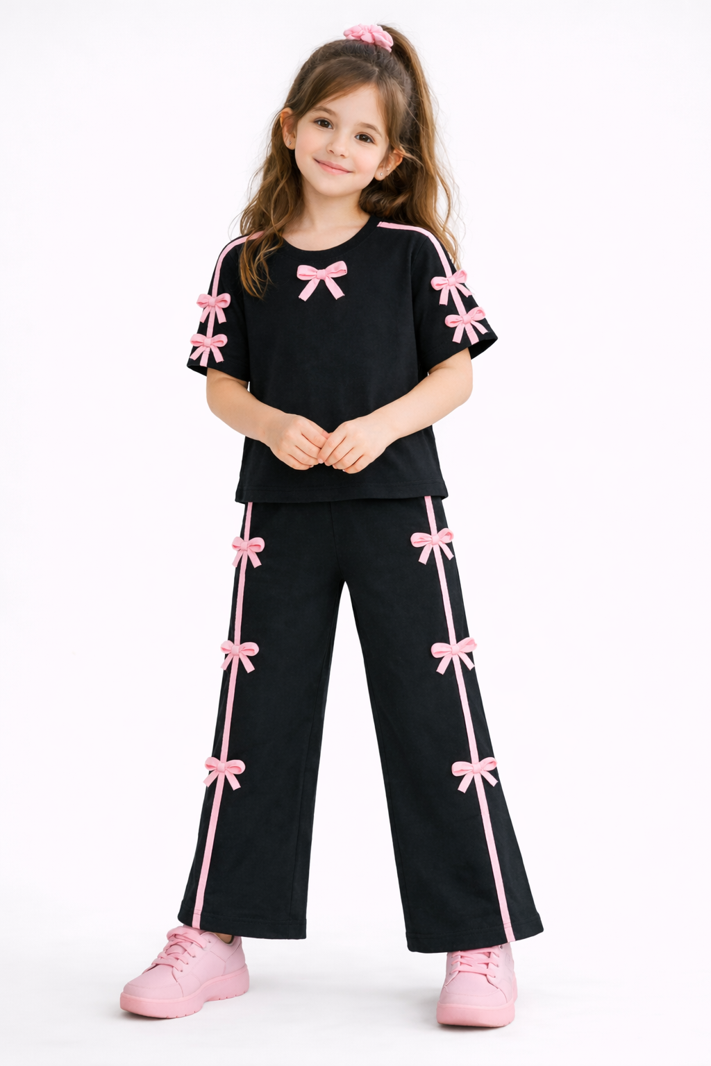 M-B GIRLS BLACK WITH PINK BOW TRACKSUIT