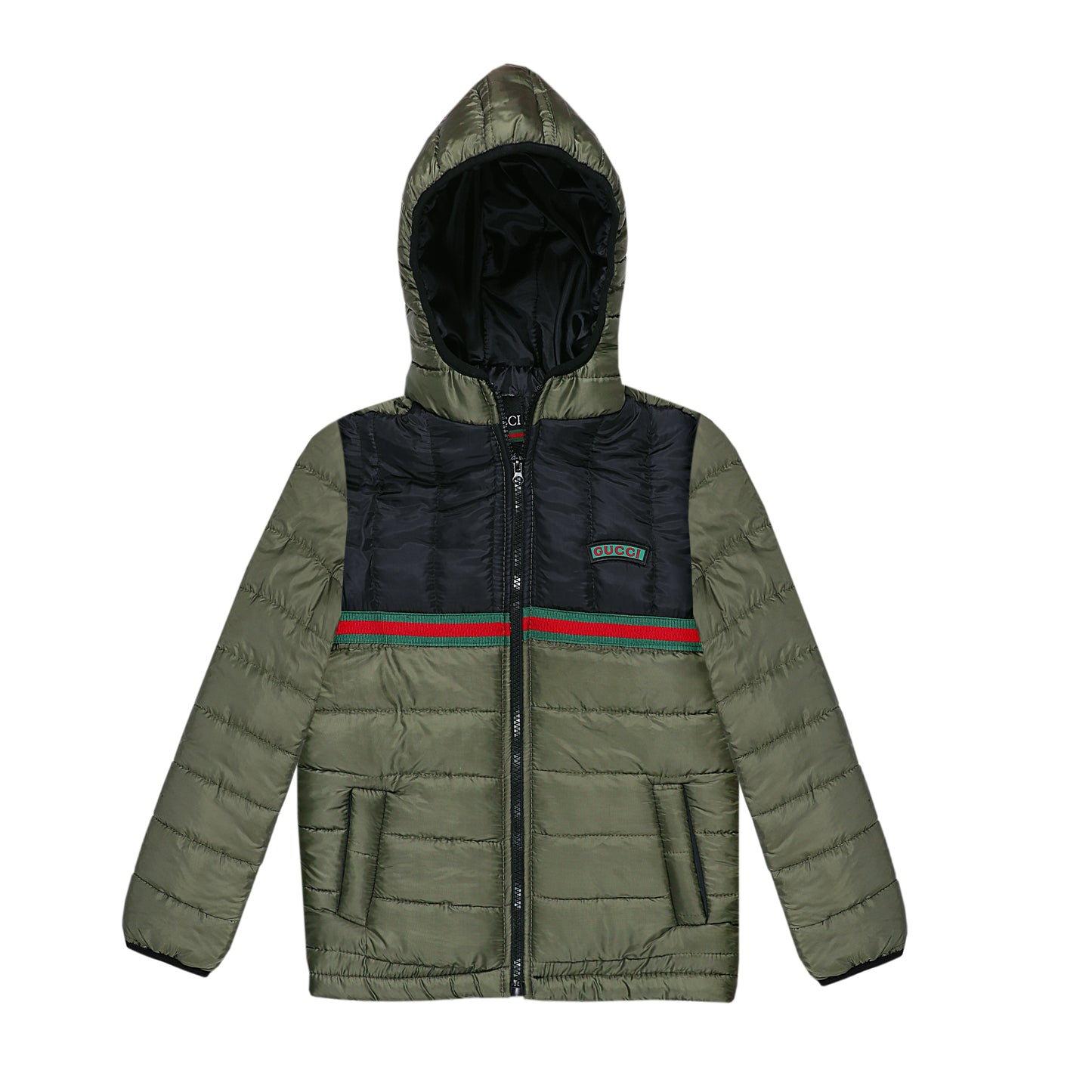 GUCCI (MUD GREEN & BLACK PANNEL) FULLSLEEVE WITH HOOD UNISEX (NJ 1114)
