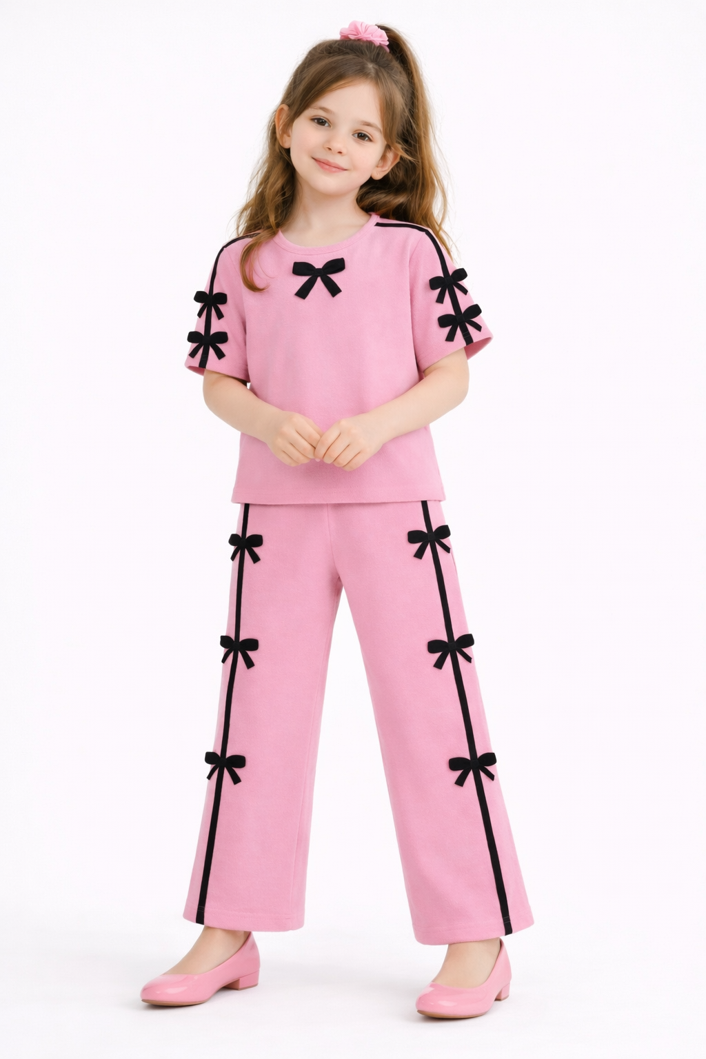 M-B GIRLS PINK WITH BLACK BOW TRACKSUIT