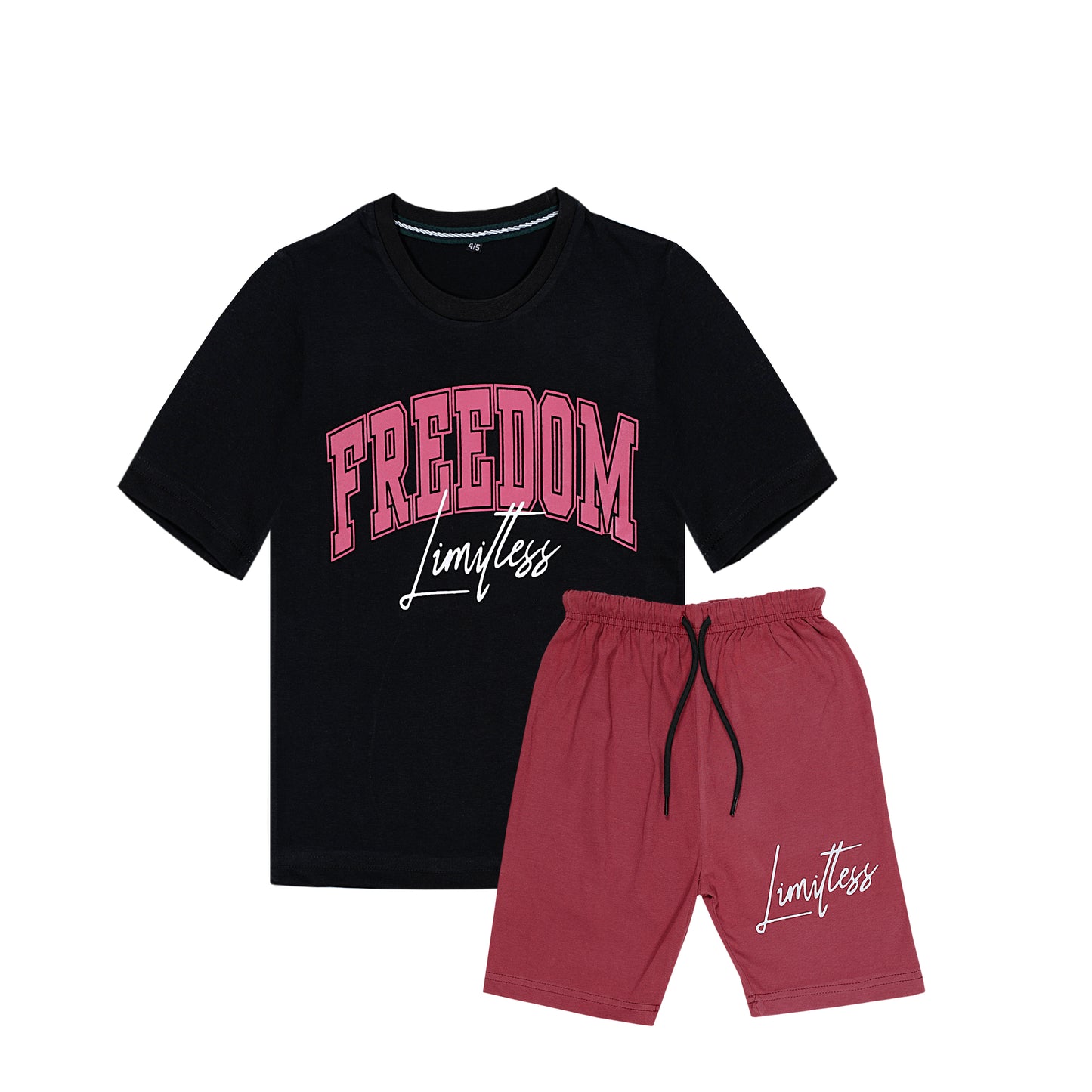 FREEDOM PRINT T-SHIRT WITH SHORTS (W-3018)