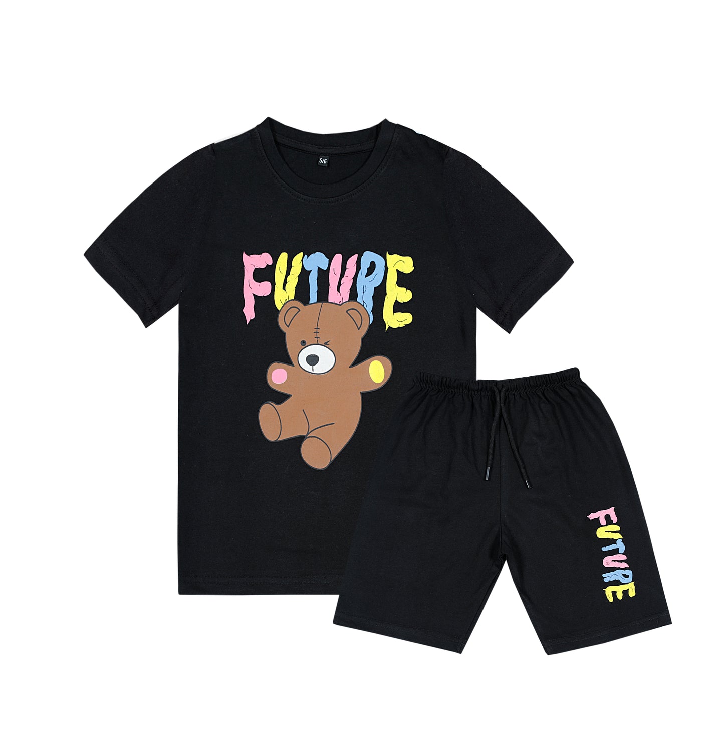 FUTURE TEDDY PRINT T-SHIRT WITH SHORTS (W-520)