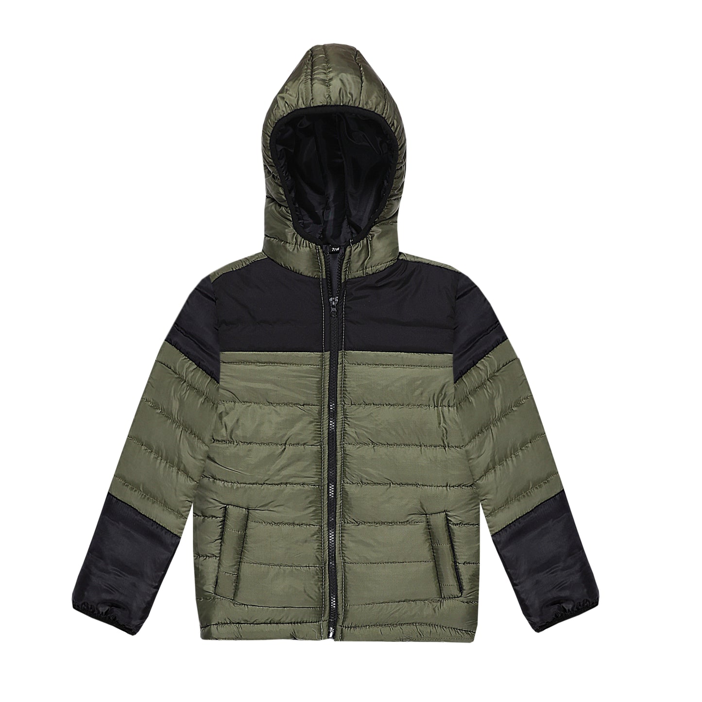 MINI BIMBELS (MUD GREEN & BLACK PANNEL) FULLSLEEVE WITH HOOD UNISEX (NJ 1112)