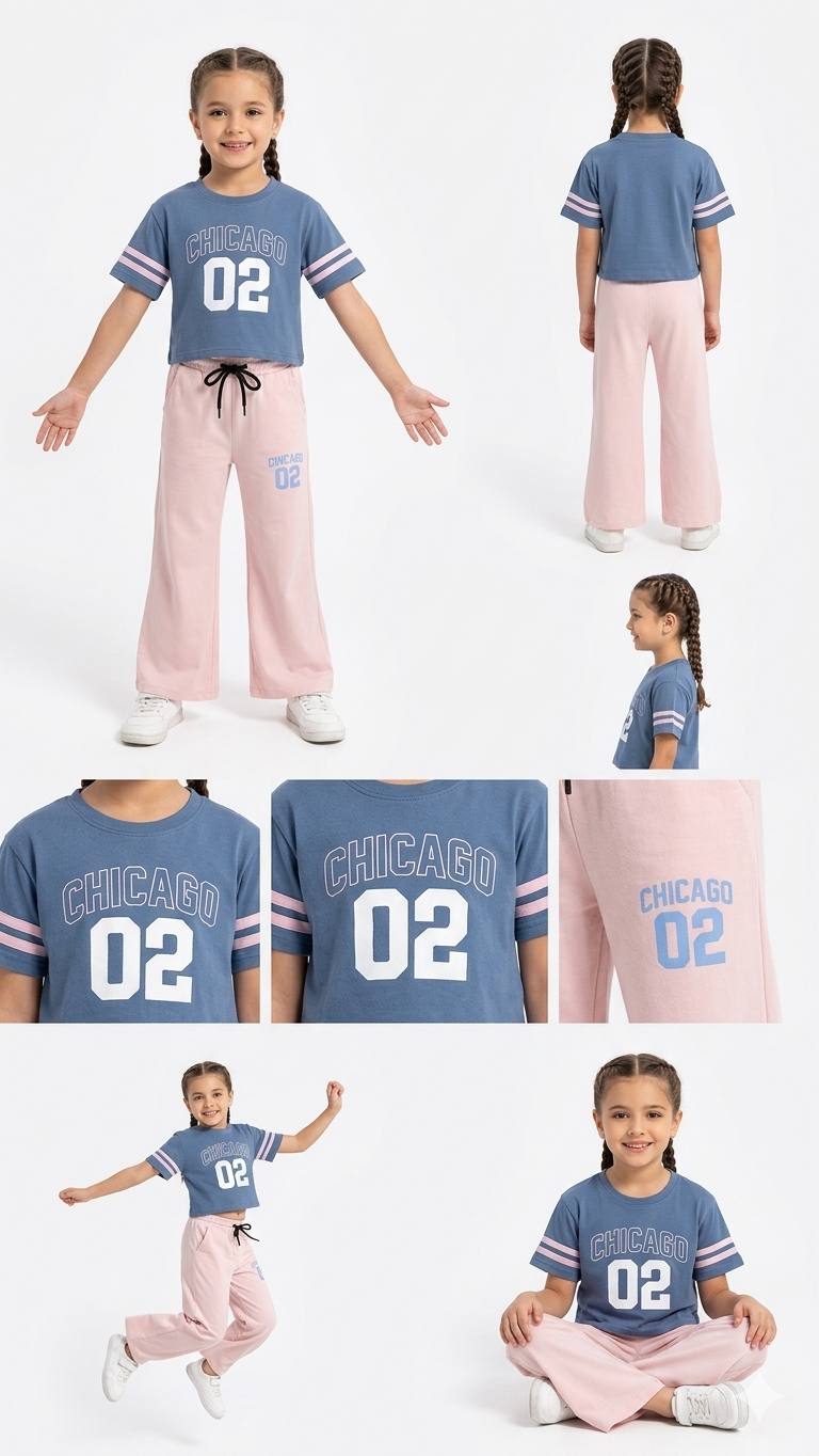 M-B GIRLS GREY\PINK CHICAGO TRACKSUIT