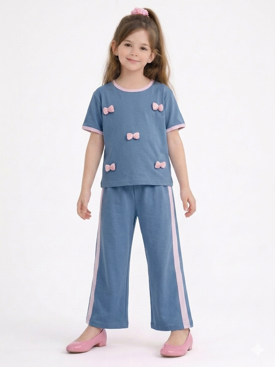 M-B BLUE PINK BOW TRACKSUIT
