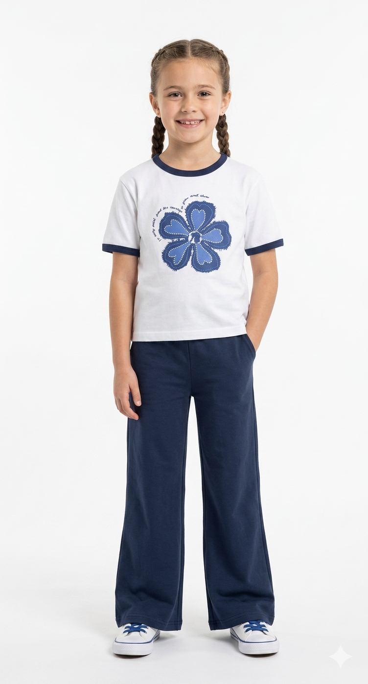 M-B NAVY WHITE FLOWER TRACKSUIT