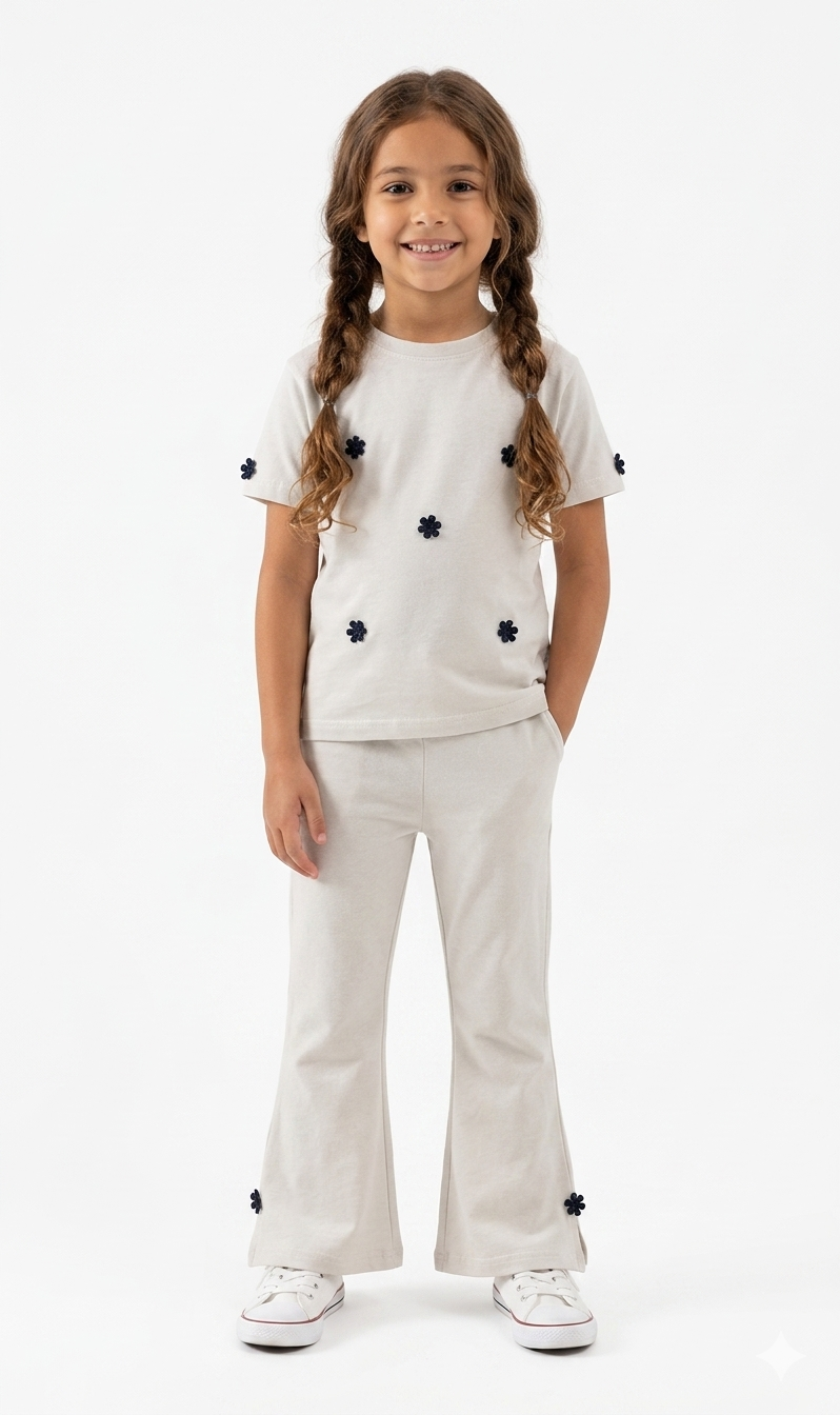 M-B BEIGE WITH BLACK FLOWERS TRACKSUIT