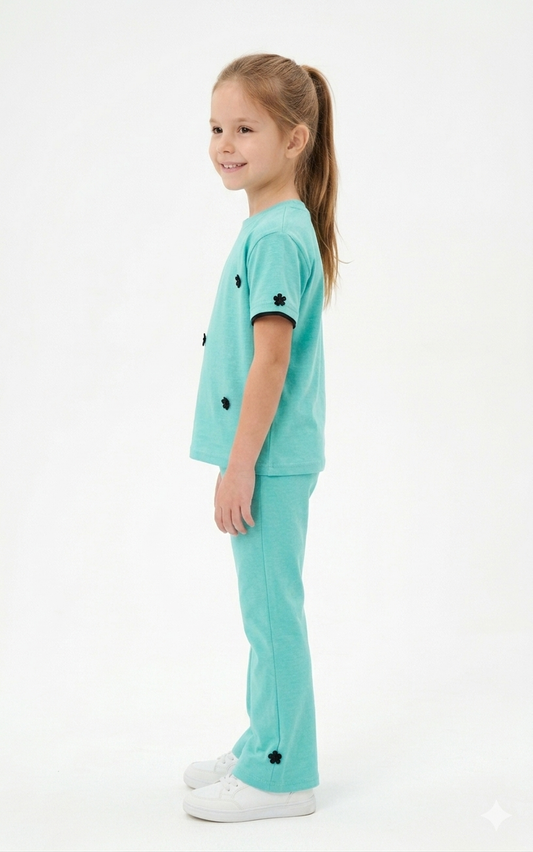 M-B AQUA BLUE WITH BLACK FLOWER TRACKSUIT