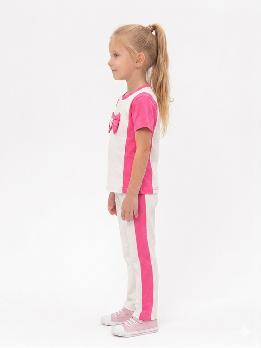 M-B NEON PINK&WHITE FRONT BOW TRACKSUIT