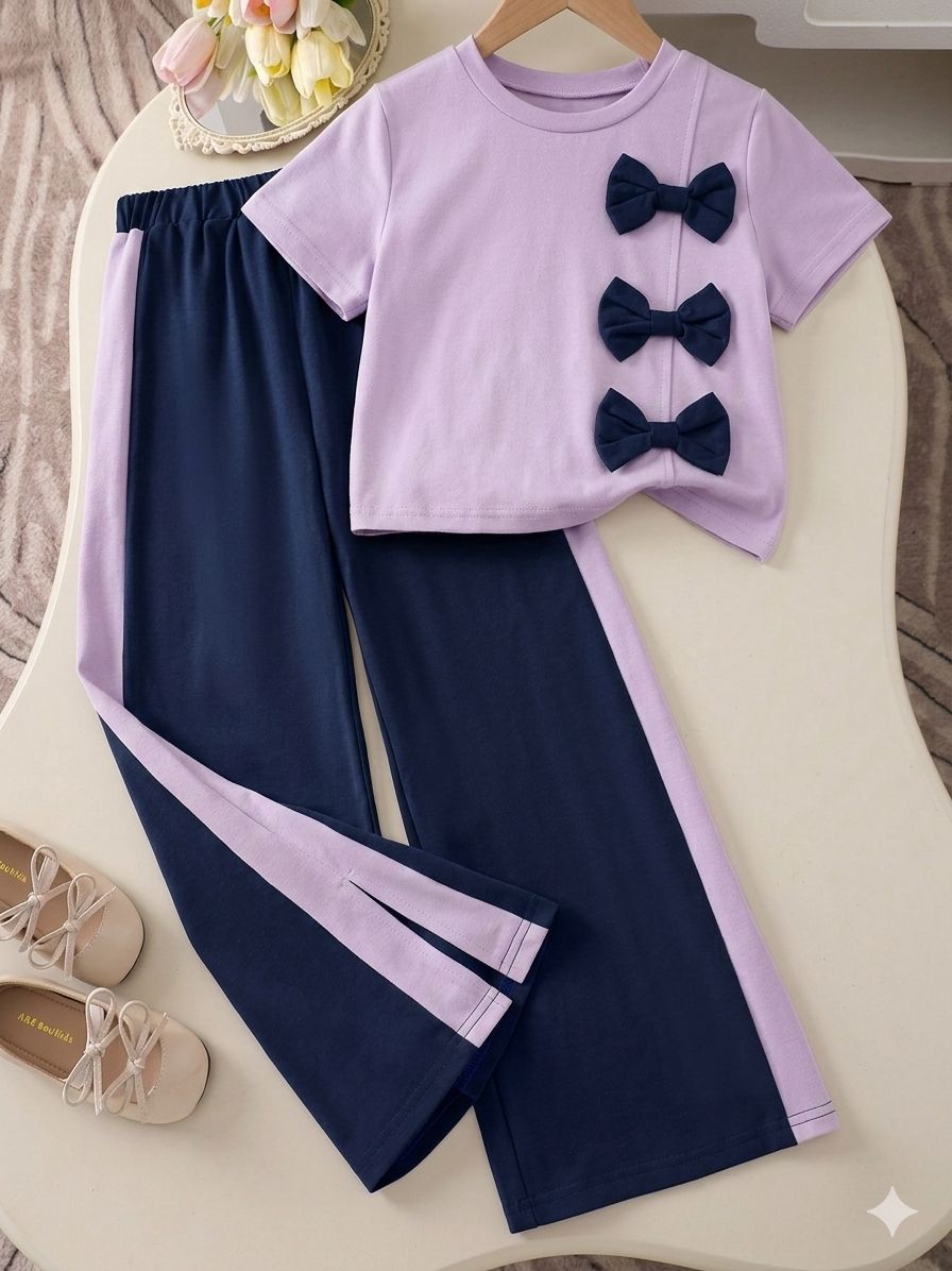 M-B GIRLS PURPLE WITH NAVY BOWS TRACKSUIT