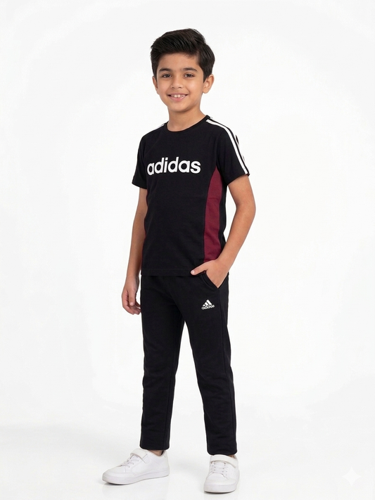 M-B ADI BLACK / MEHROON TRACKSUIT