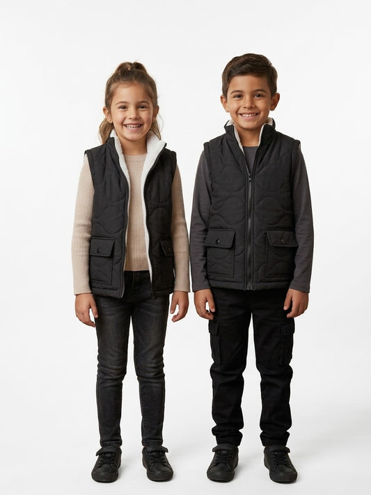 MB BLACK WHITE FUR SLEEVELESS UNISEX (NJ 2517)