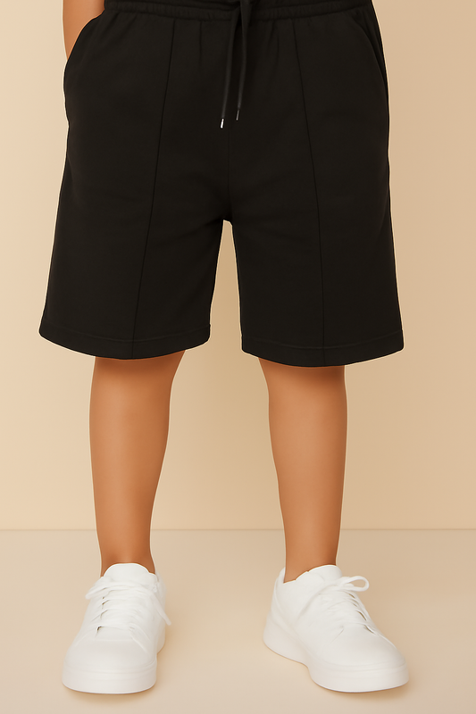 BLACK COTTON TERRY SHORT