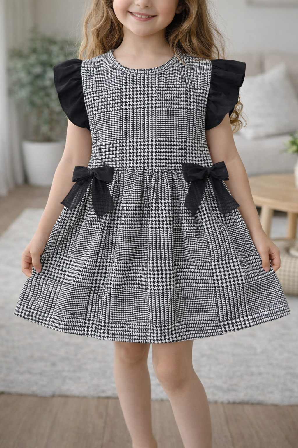 M-B GIRLS FROCK CHECK WITH BOW