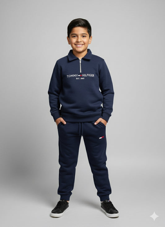MINI_ BIMBELS  FRONT HALF ZIP T/H NAVY UNISEX TRACKSUIT(00132)