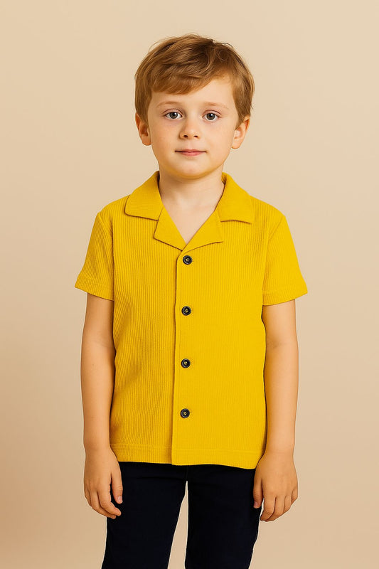 BOYS TEXTURED BUTTON DOWN POLO