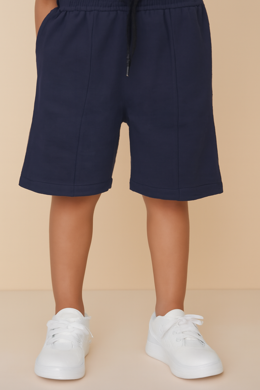 NAVY COTTON TERRY SHORT