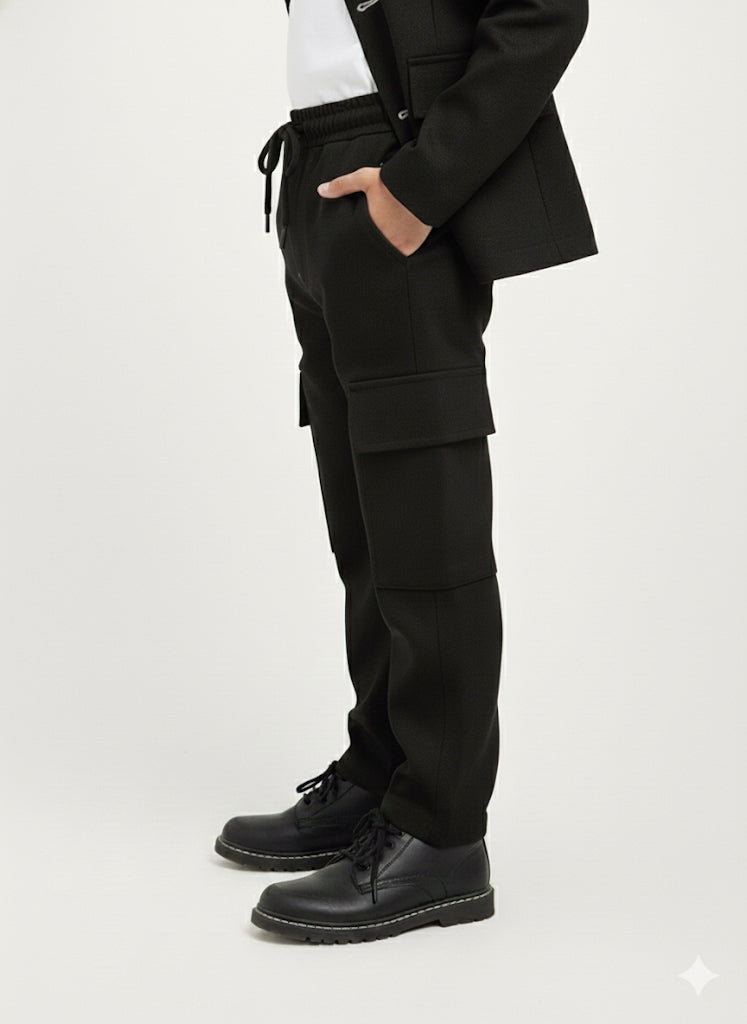 MINI_BIMBELS UNISEX CARGO PENTS BLACK(F-0007)