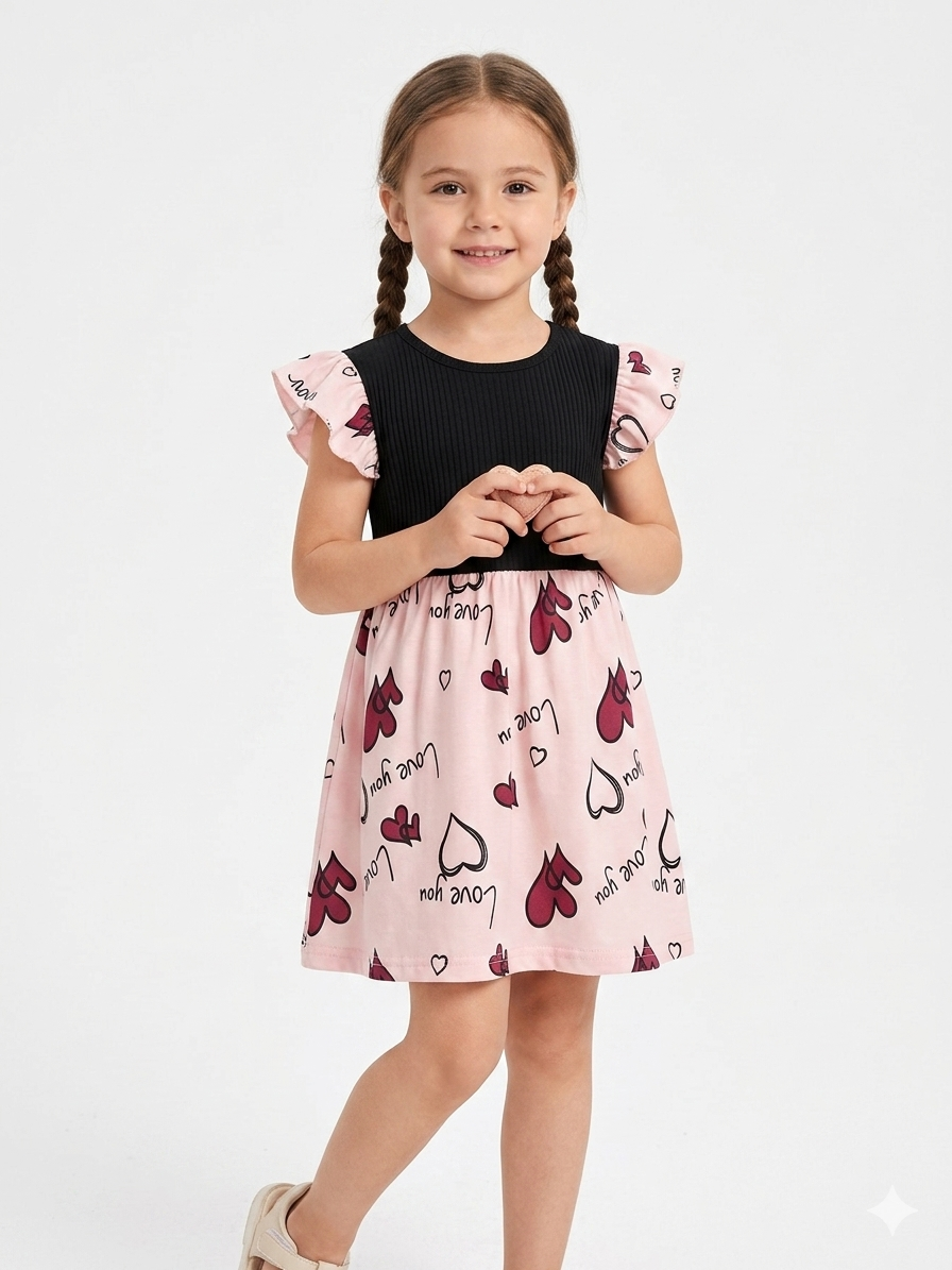 M-B GIRLS HEARTS PRINT FROCK