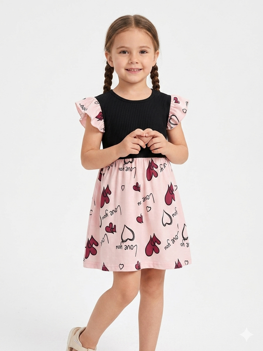 M-B GIRLS HEARTS PRINT FROCK