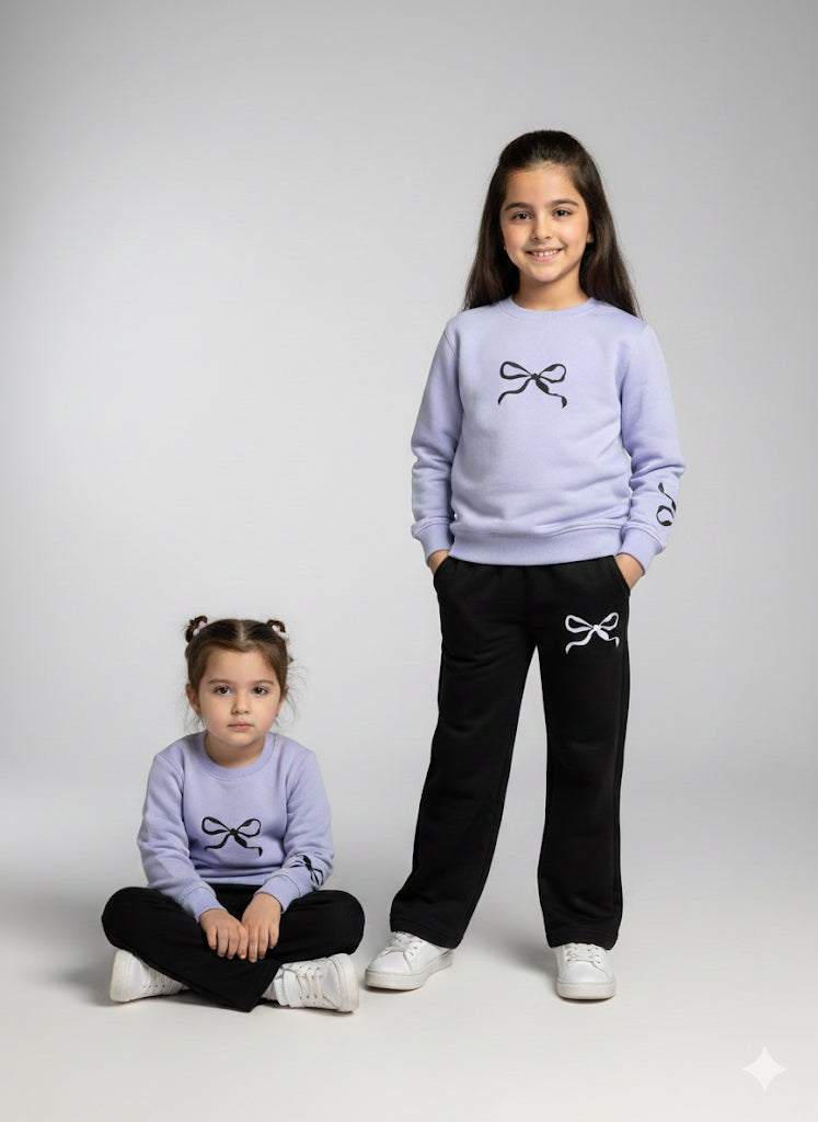 MINI_ BIMBELS BELL BOTTOM PURPLE BOW GIRLS TRACKSUIT(00139)