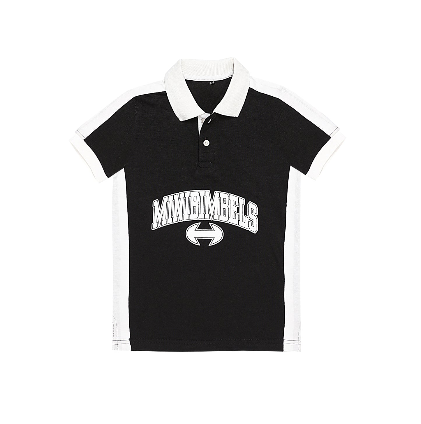 MINI-BIMBELS PRINT BLACK WHITE PANEL POLO SHIRT (NJ78609)