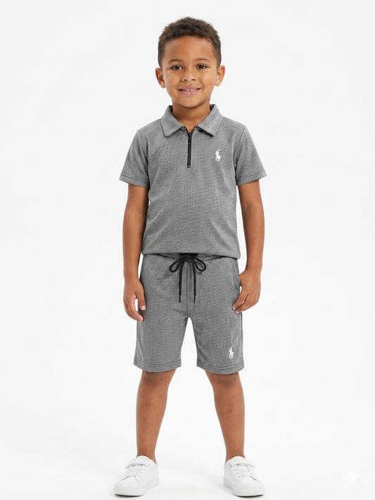 M-B GREY BLACK POLO TRACKSUIT
