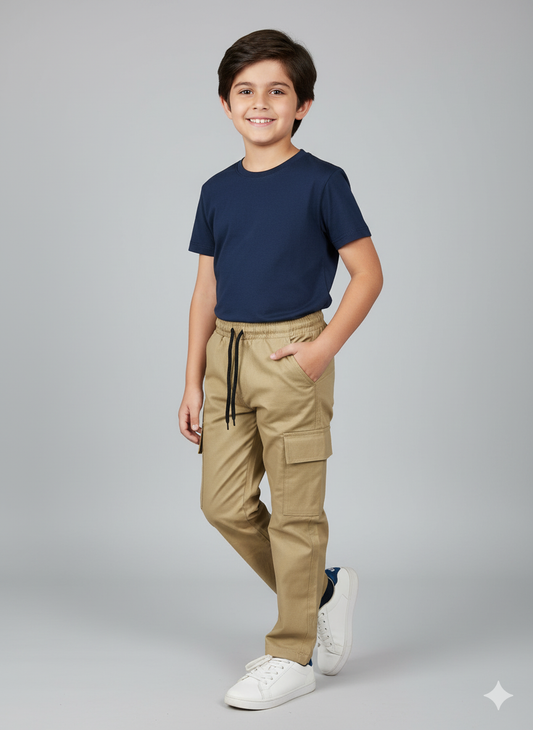 MINI_BIMBELS UNISEX CARGO PENTS  CAMEL (F-0003)