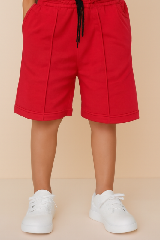 RED COTTON TERRY SHORT