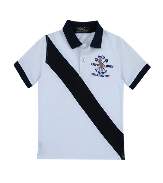 RL WHITE & NAVY POLO SHIRT (NJ -218)