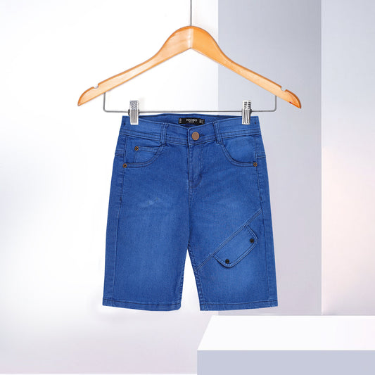 MNG Denim Stretchable Unisex Blue Button Shorts (IF-271)