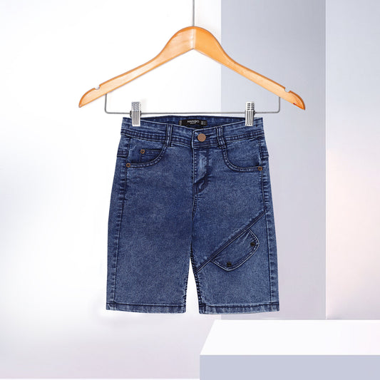 MNG Denim Stretchable Unisex DARK Pattern BTN Shorts (IF-270)