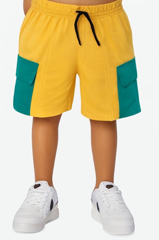 YELLOW GREEN PCKT COTTON TERRY SHORT