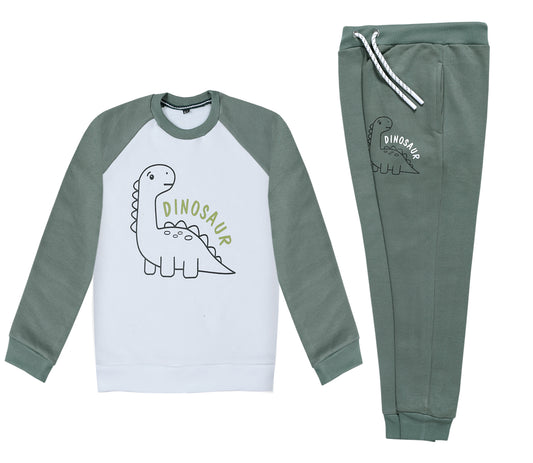 DINOSAUR WHITE & OLIVE UNISEX TRACKSUIT