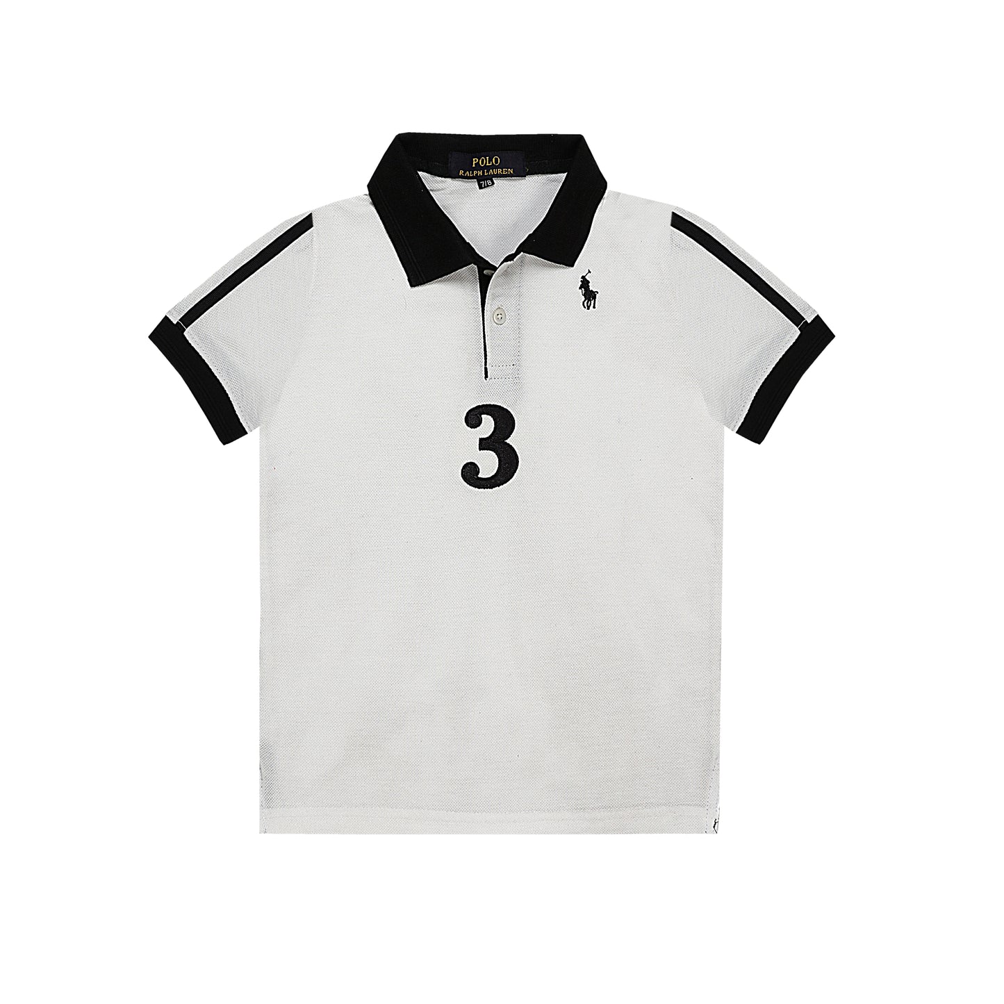 RL POLO WHITE 3 STRIPES POLO SHIRT  (NJ-78615)