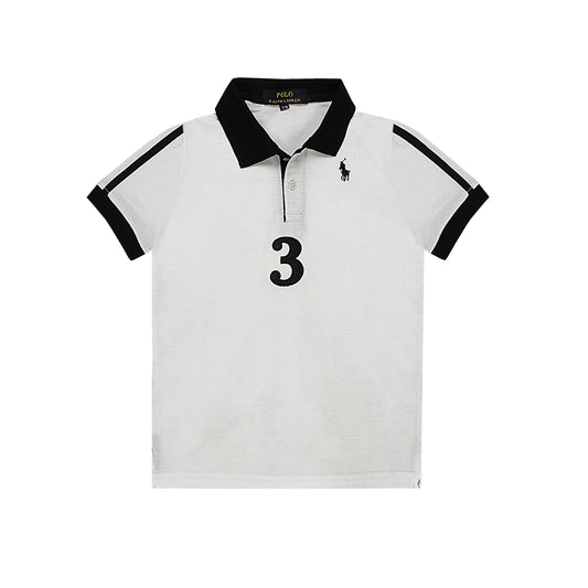 RL POLO WHITE 3 STRIPES POLO SHIRT  (NJ-78615)