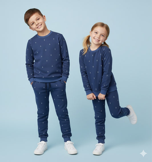 NAVY BLUE ANCHOR PRINT UNISEX TRACKSUIT