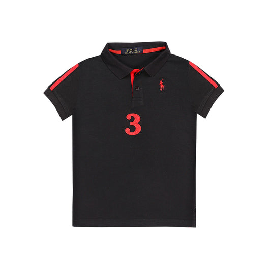 RL POLO BLACK 3 STRIPES POLO SHIRT  (NJ-78618)
