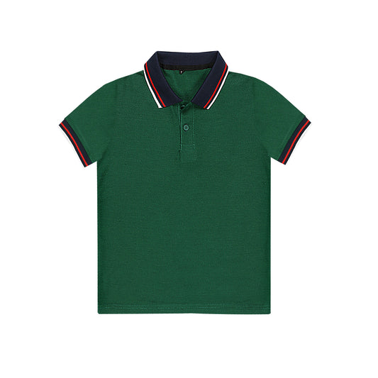 MINI-BIMBELS SIMPLE GREEN TIPPED COLLAR POLO SHIRT (NJ-78614)