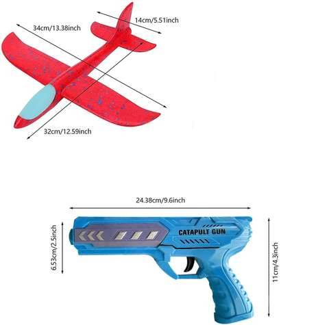 LED Airplane Launcher Gun Toy for Kids – Flying Glider Catapult Plane with Lights