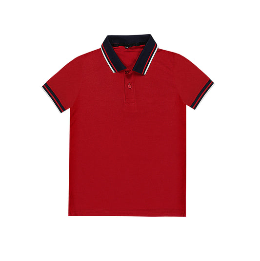 M-B RED SIMPLE TIPPED COLLAR POLO SHIRT (NJ-78610)