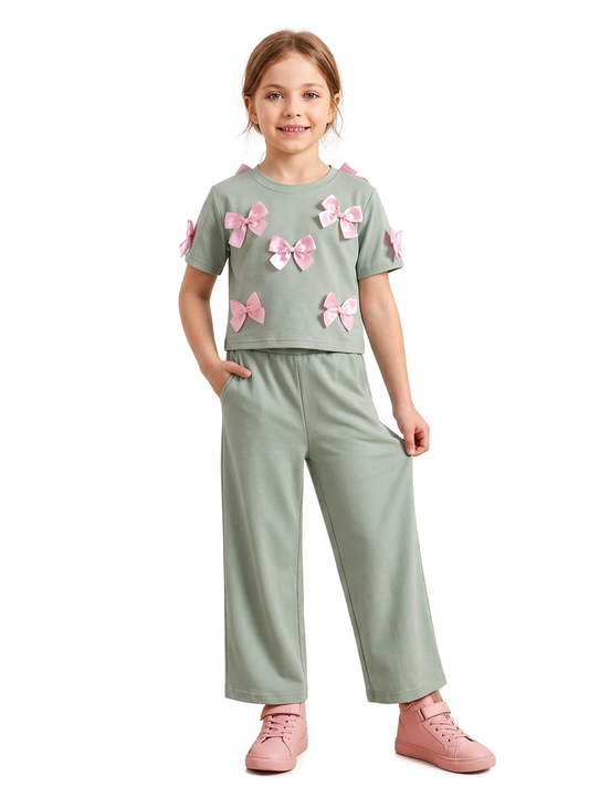 M-B SEA GREEN PINK BOW TRACKSUIT