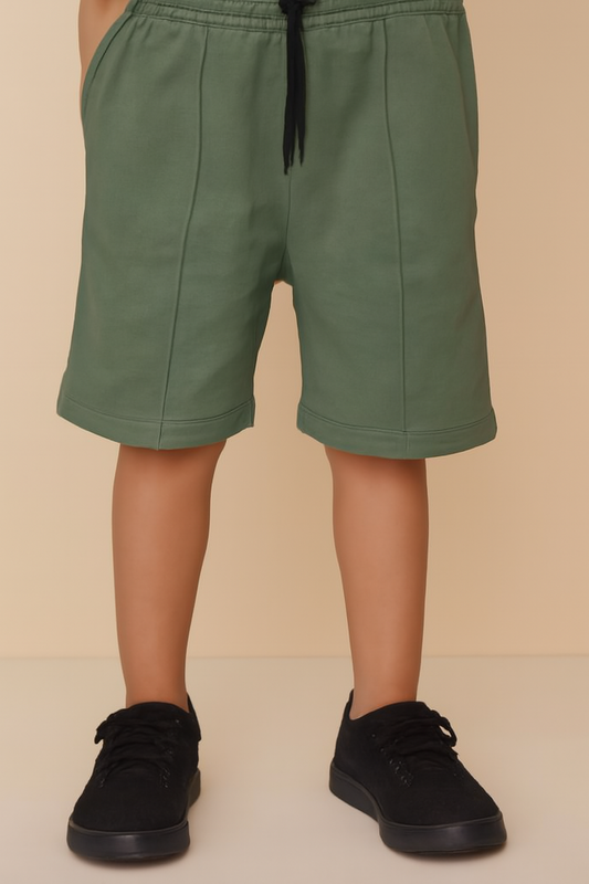 GREEN COTTON TERRY SHORT