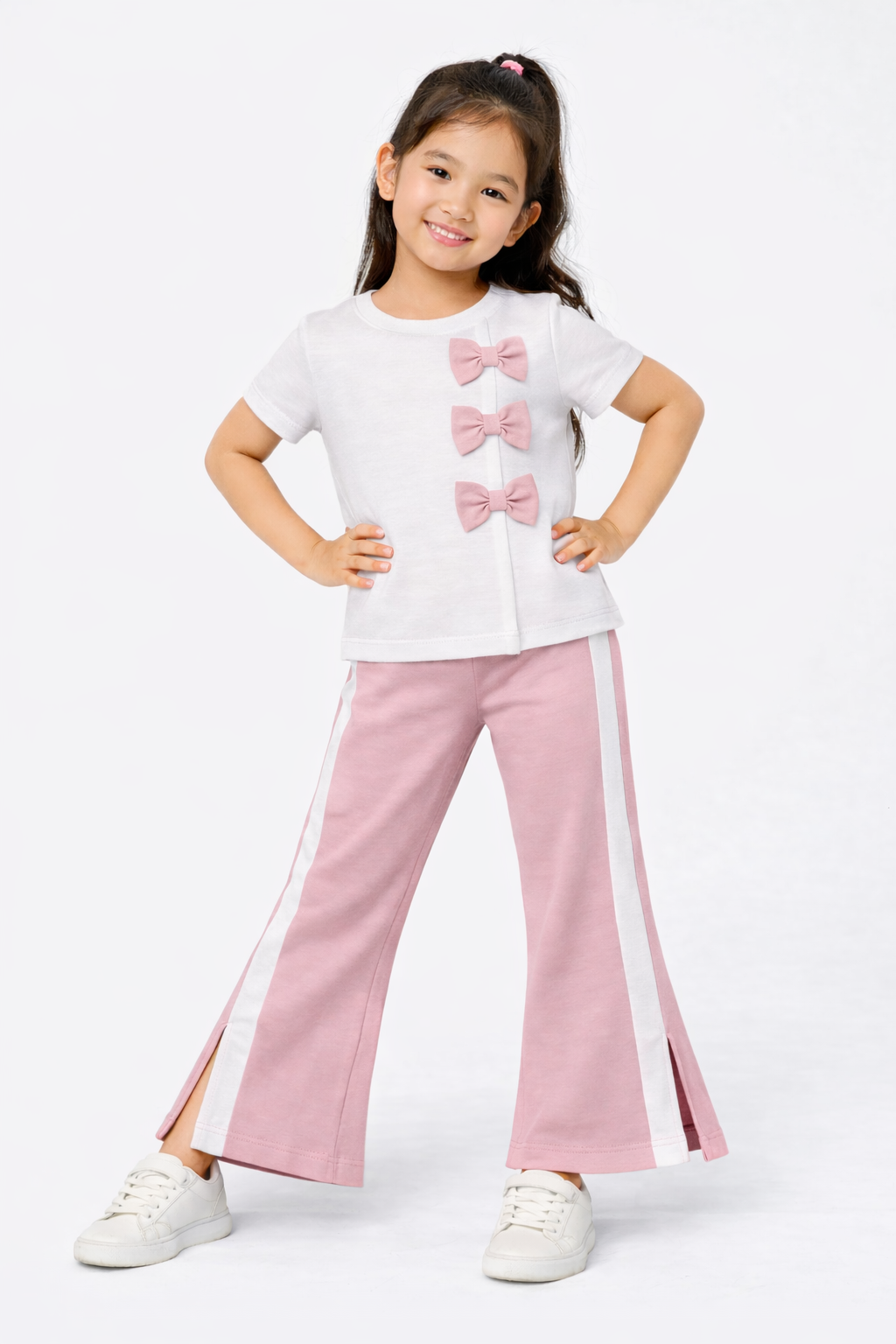 M-B GIRLS WHITE WITH PINK BOWS TRACKSUIT