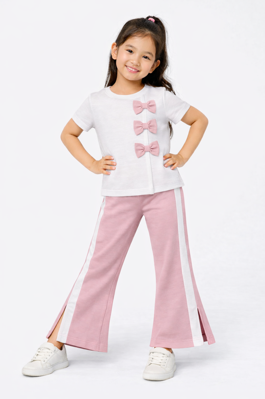 M-B GIRLS WHITE WITH PINK BOWS TRACKSUIT