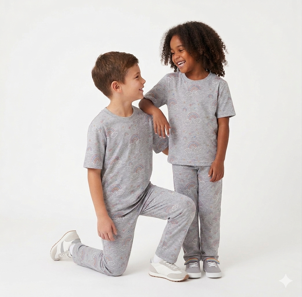 RAINBOW ALLOVER T-SHIRT WITH TROUSER (W-3004)