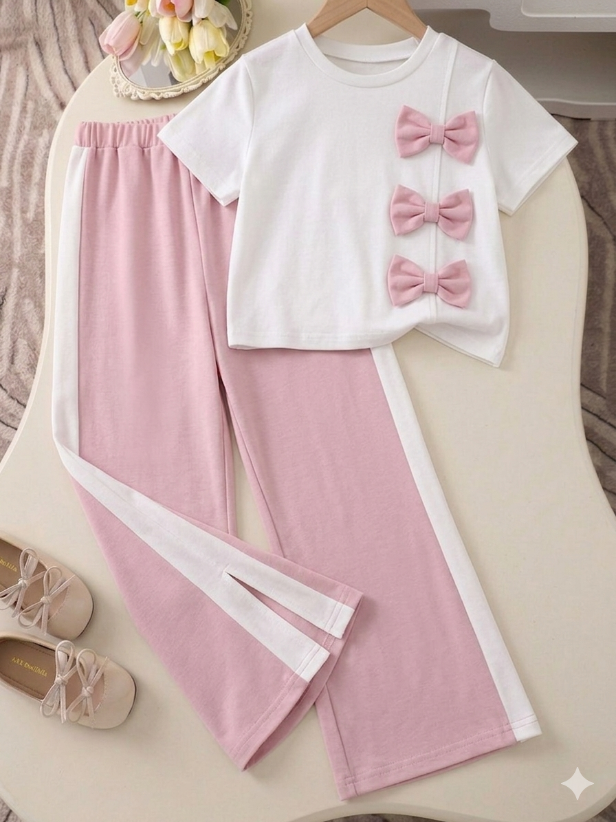 M-B GIRLS WHITE WITH PINK BOWS TRACKSUIT