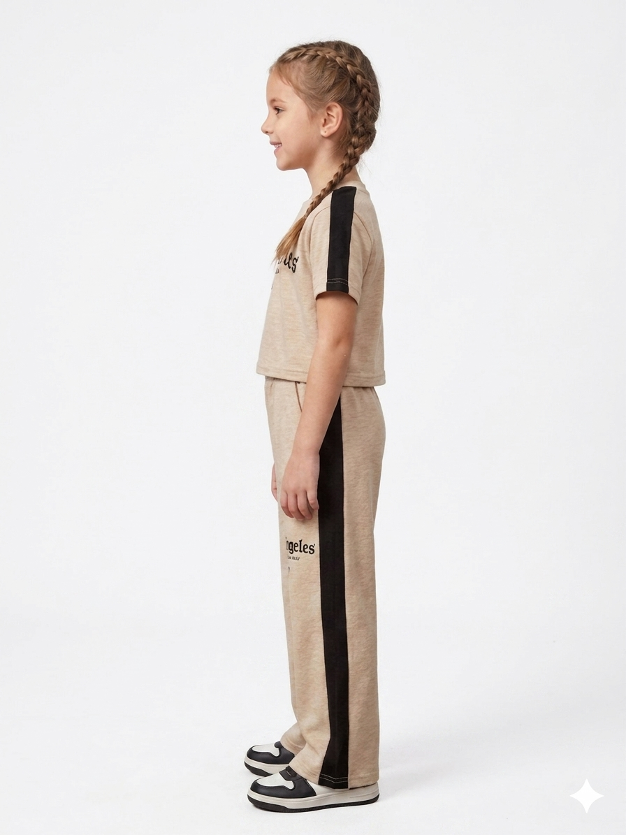 M-B GIRLS BEIGE/ BLACK LA TRACKSUIT