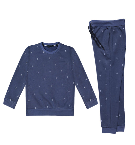 NAVY BLUE ANCHOR PRINT UNISEX TRACKSUIT